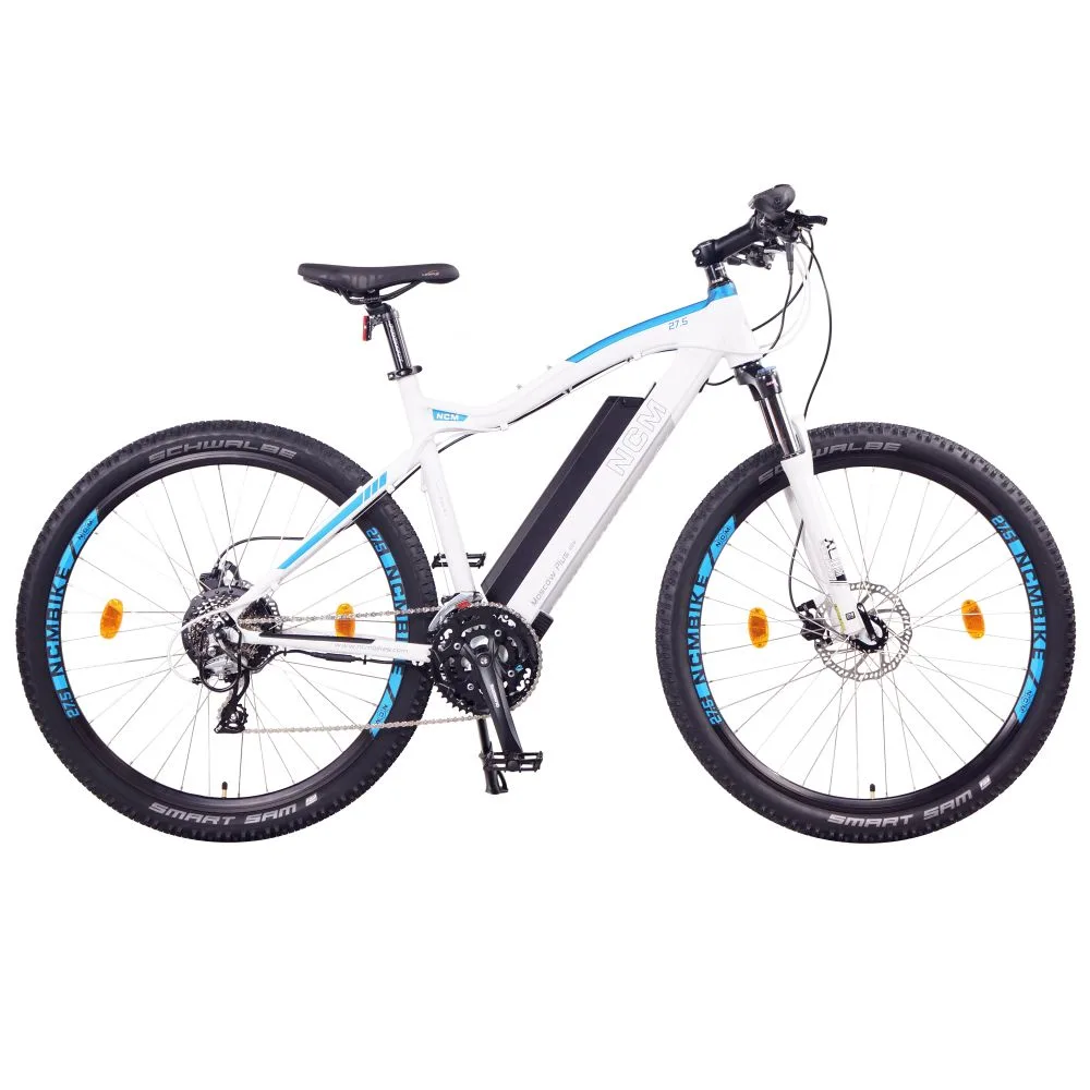 NCM Moscow Plus E-Mountainbike 27,5 Zoll in Weiß – robustes E-Mountainbike für Outdoor-Touren, Trails und abwechslungsreiche Strecken
