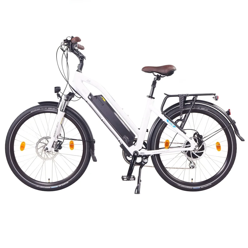 NCM Milano Plus E-Trekkingbike in Weiß 26-Zoll– leistungsstarkes E-Bike für Pendler, Stadtfahrten und Outdoor-Touren