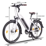 NCM Milano Plus E-Trekkingbike Weiß 26 Zoll in Abmessungen (Höhe, Breite, Weite)