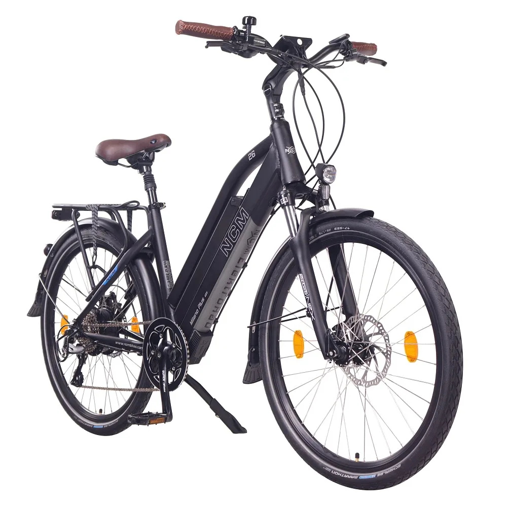 NCM Milano Plus E-Trekkingbike in Schwarz 26-Zoll – komfortables Elektro-Trekkingrad für Stadtfahrten, Pendeln und längere Touren