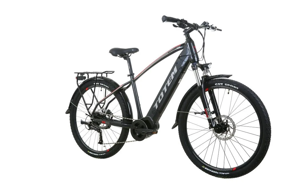 TOTEM Mythos E-Trekkingbike in Schwarz – vielseitiges E-Bike für Trekkingtouren und anspruchsvolle Outdoor-Strecken