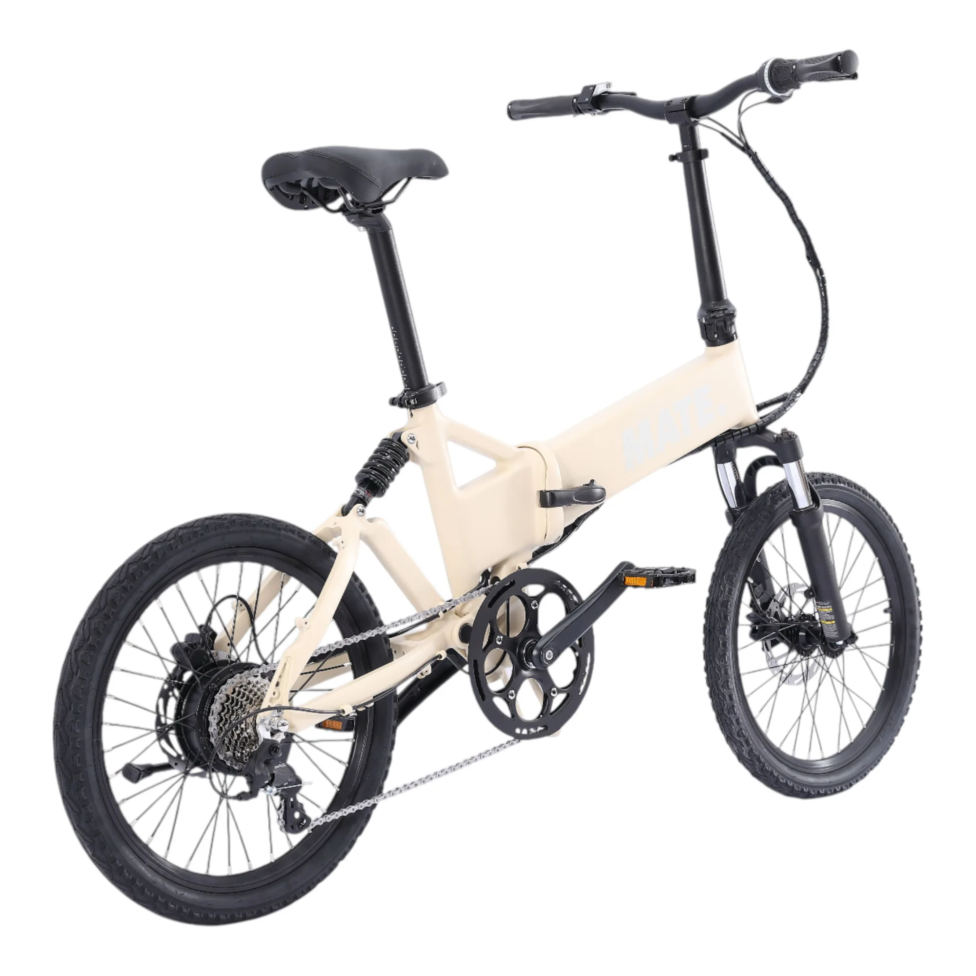 MATE ICON E-Faltrad in Ivory Moon – stylisches, kompaktes E-Bike für urbane Fahrten und Pendler