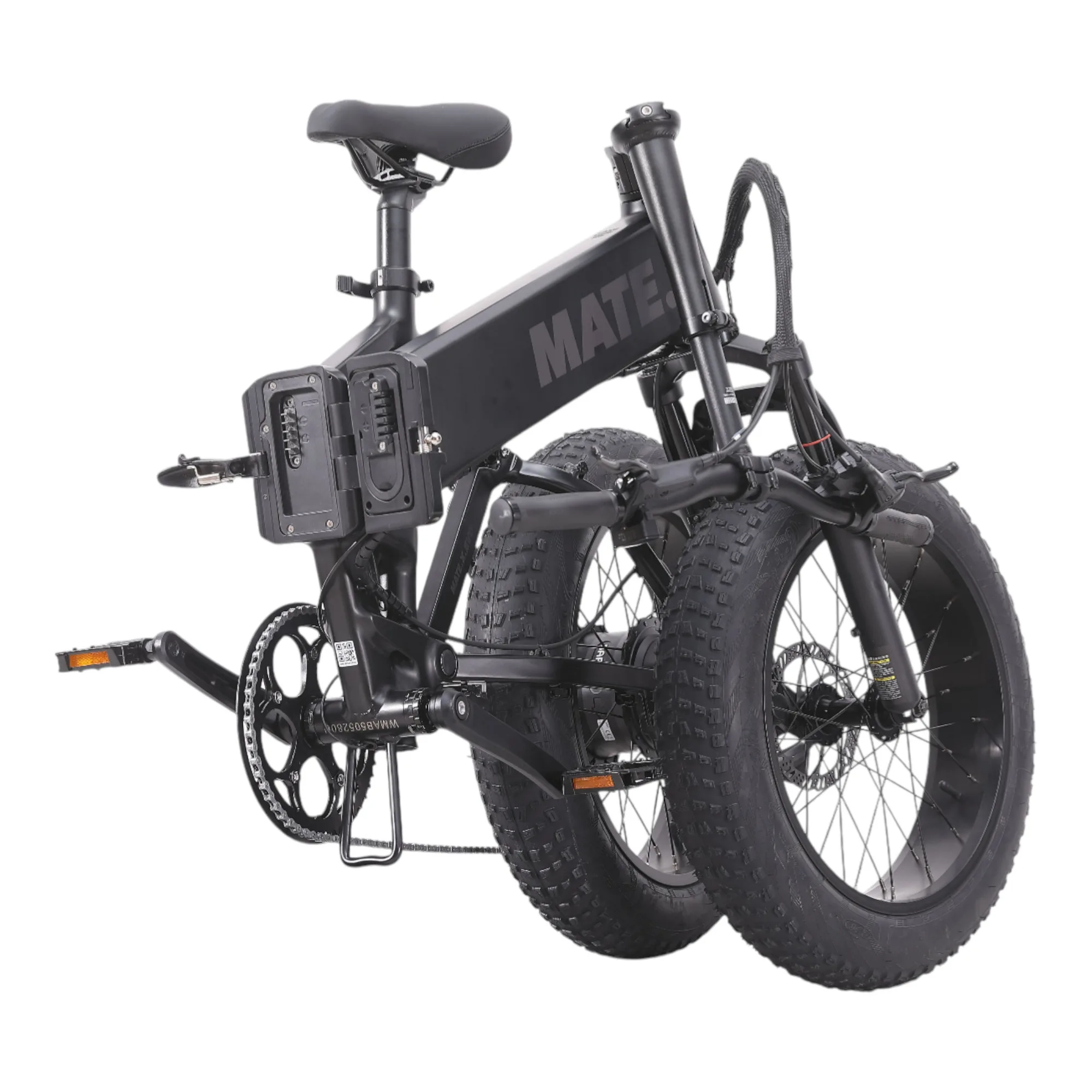 E-Bike Mate x Evo Faltrad in SUBDUED BLACK gefaltet