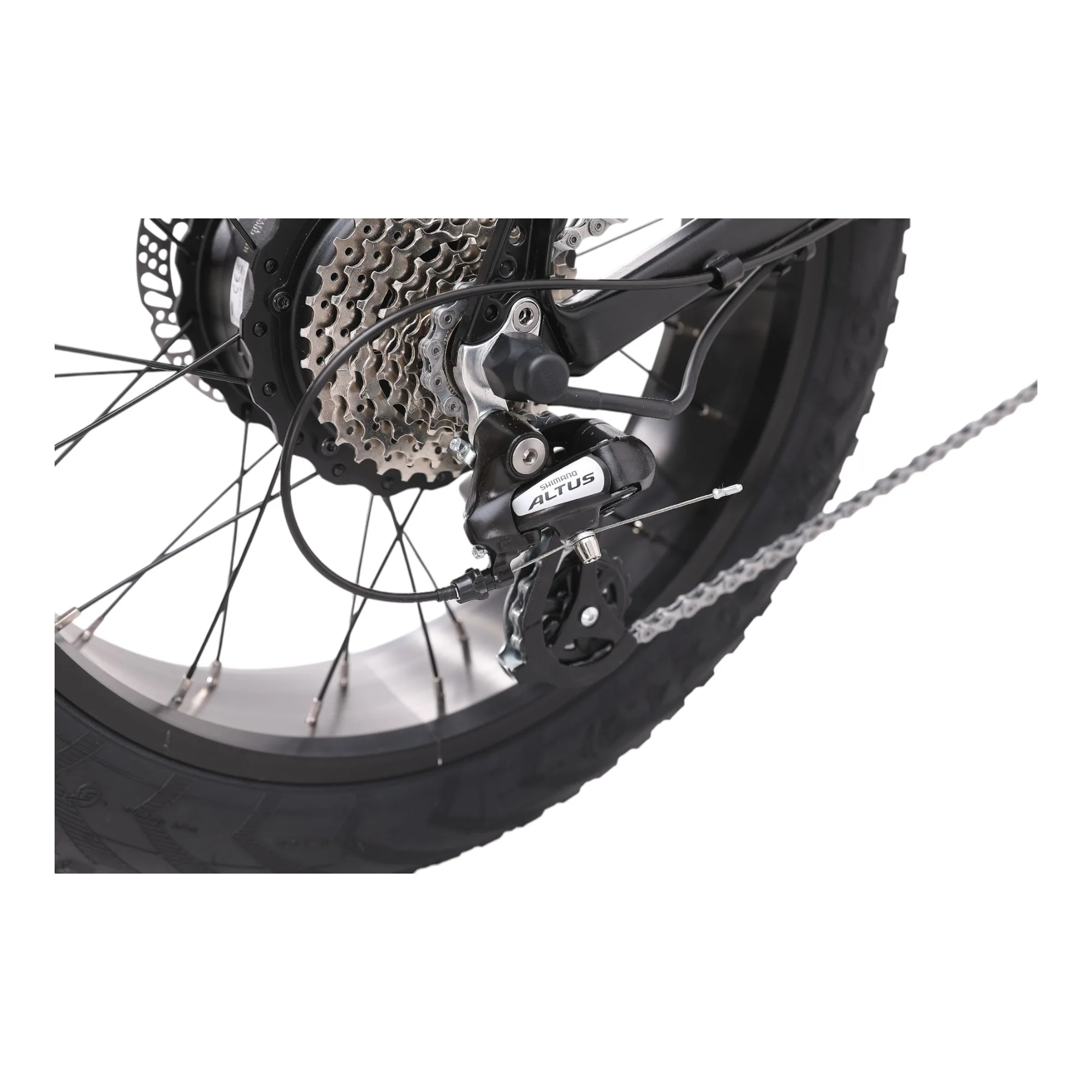 Schaltung eines Mate x Evo Faltrad E-Bikes – Nahaufnahme