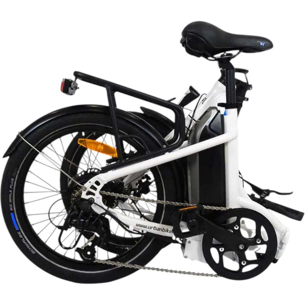 gefaltetes E-Bike der Marke UrbanBiker-Mini in weiss
