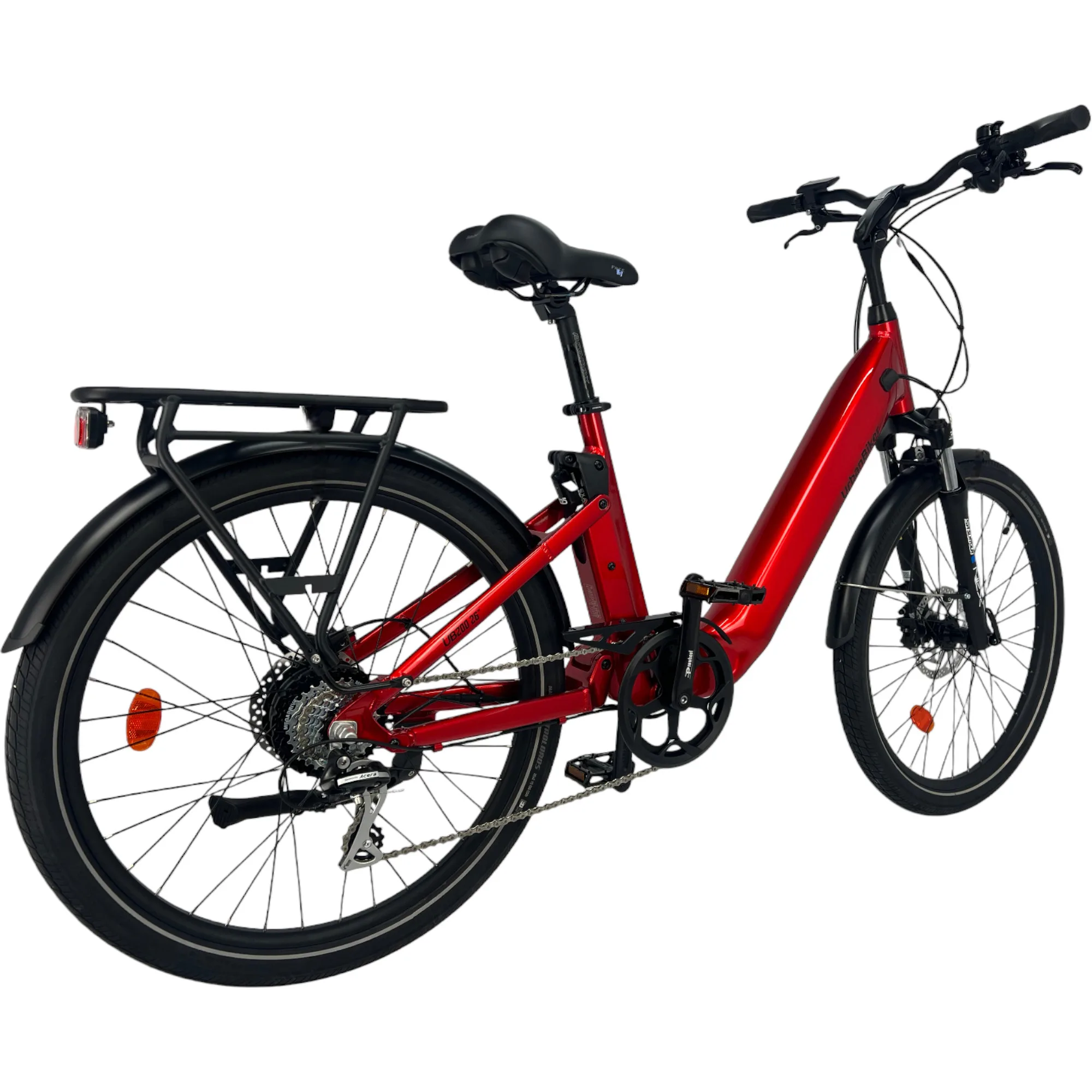 UrbanBiker UB200 E-Citybike in Rot – stilvolles Stadtrad für komfortables Fahren