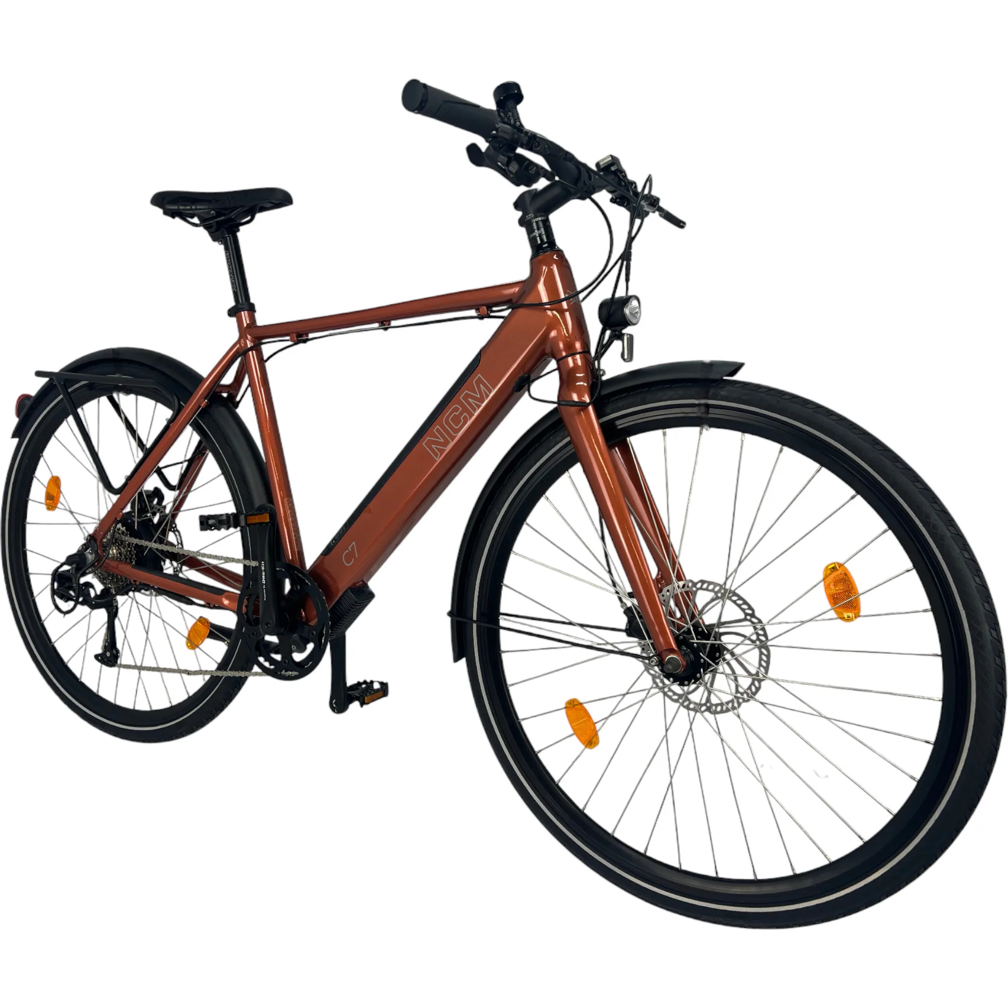 NCM C7 E-Trekkingbike in Ziegelrot – zuverlässiges Trekkingrad für Freizeit und Reisen