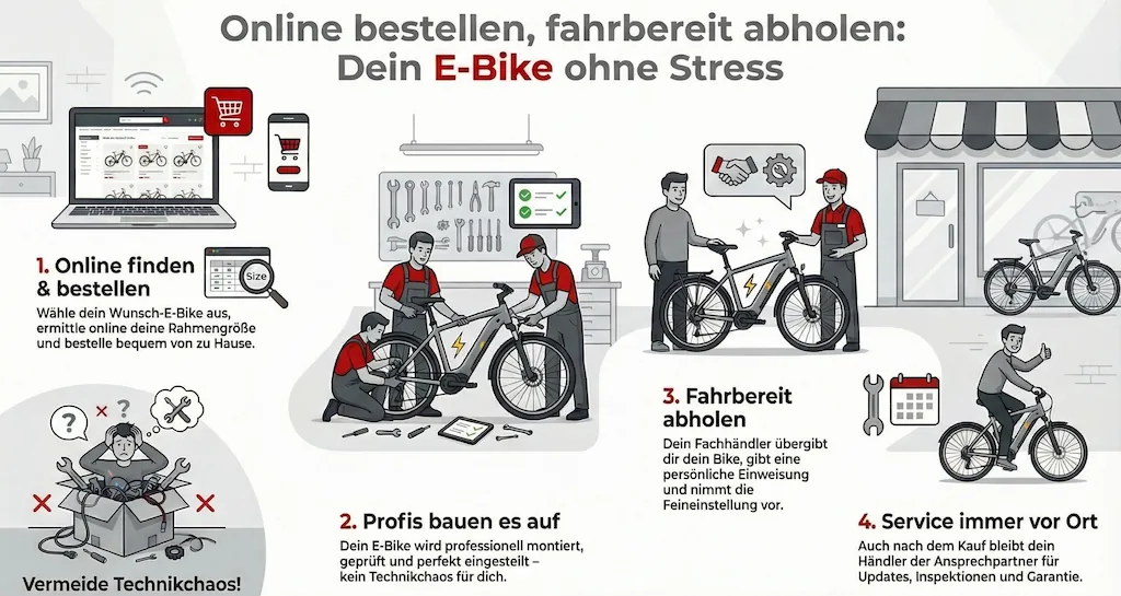 E-Bike online bestellen und fahrbereit beim Fachhändler abholen mit Click & Collect